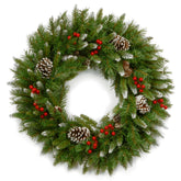 National Tree Company wreath front view showing full frosted foliage and berries