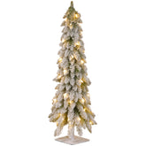 National Tree Company 4ft Forestree front view showing full snowy branches and pre-lit bulbs for instant ambience