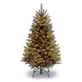 National Tree Company front view of 4.5ft North Valley Spruce showing full profile and lights