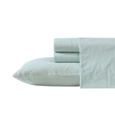Nautica sheet set front packaging in penny pinstripe green showing design and contents