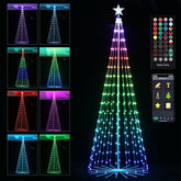 NAWEISIX front view of 7ft cone tree showing bright RGB display and curb appeal