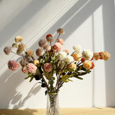 Neabuler front view of mixed-color kiku bouquet showing full display benefit