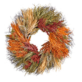 Nearly Natural wreath front view showing vibrant sorghum for inviting entryways