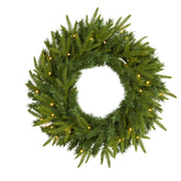 Nearly Natural front view of 24 inch pine wreath showing full shape and welcome appeal