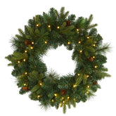 Nearly Natural front view wreath on door showing welcoming decor benefit