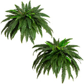Nearly Natural front view of 48 inch faux Boston fern showing full cascading spread and instant greenery
