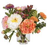 Nearly Natural front view of peony arrangement showing full blooms and balanced composition