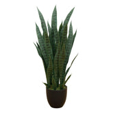 Nearly Natural front view showing full faux Sansevieria for instant style