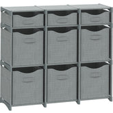 NEATERIZE front view of 9-cube organizer showing neat storage and accessibility