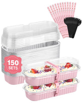 NEEBAKE front view of 150-pack pink pans showing full kit benefits
