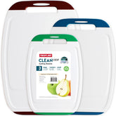 Neoflam cutting boards front packaging showing set and colors, easy identification