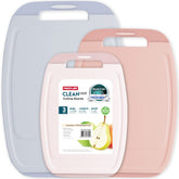 Neoflam cutting boards set front view showing pastel colors and size range for organized prep