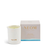 NEOM front packaging showing lavender jasmine rosewood scent, elegant presentation benefits relaxation