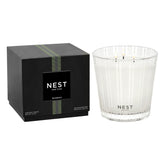 NEST New York front view of bamboo candle highlighting elegant frosted glass