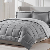 Nestl front view of full 7-piece set showing coordinated bedding pieces and convenience