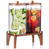 NETANY front view double setup showing elegant square dispensers and stand for easy serving