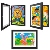 NEUERMOND front view of three black frames showing neat display and easy rotating