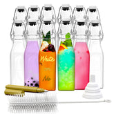 Nevlers front view of 12-pack showing clear bottles and lids, presents organized storage