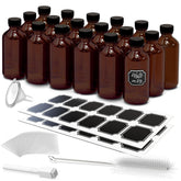 Nevlers amber 8 oz bottle front packaging showing 18-pack and labels benefit: neat storage