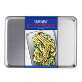 New Star Foodservice front view of two-thirds sheet pan, shows sturdy construction benefit