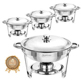 NEWKITCHEN front view of chafing dish showing polished stainless finish and professional look
