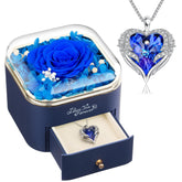 NEWNOVE blue preserved rose front view showing vibrant color and lasting beauty
