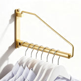 NEWRAIN front view of brushed gold hanger rack showing compact profile and style