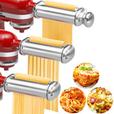 NEWSETS front view of three-piece pasta attachment set showing versatility and quality