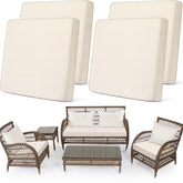 Newwiee front view of four beige covers showing a neat sofa refresh