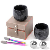 NHKRTE front view of boxed marble tumblers showcasing gift-ready presentation