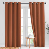 NICETOWN burnt orange front view showing two hung panels and warm ambiance