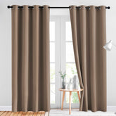 NICETOWN front view of cappuccino blackout curtains showing full drape and color for room darkening