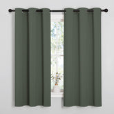 NICETOWN front view of dark mallard curtains showing heavy blackout benefit