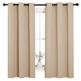 NICETOWN front view of two Biscotti Beige panels showing neat packaging and ready-to-hang convenience