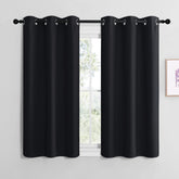 NICETOWN front view of two black grommet-top panels showing elegant finish and coverage