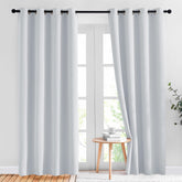 NICETOWN front view showing two greyish white panels and grommet top for elegant hanging