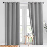 NICETOWN front view of two light gray panels showing full length and elegant drape benefit
