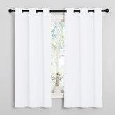 NICETOWN front view of two white curtain panels showing clean modern style and easy installation