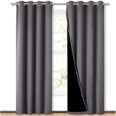 NICETOWN grey curtain front view showing full panels and clean drape benefit