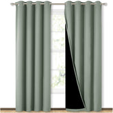 NICETOWN front view of greyish green blackout curtains showing full coverage benefit