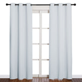 NICETOWN front view of light grey blackout curtains showing clean finish and coverage