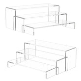 NIUBEE front view of six clear display risers showing modern presentation benefit