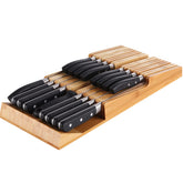 NIUXX bamboo in-drawer block front view showing compact organized storage