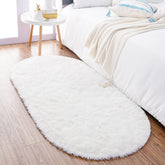 Noahas oval rug front view showing cream plush texture and modern benefit