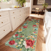 NoiFamo front view of green vintage floral runner showing full design and entrance appeal