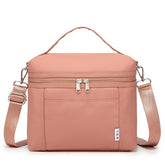 NOL front view dark pink lunch bag showing sleek design and organized look