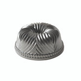 Nordic Ware Bavaria Bundt pan front view showing graphite finish and detailed pattern for elegant cakes