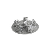 Nordic Ware Cozy Village front view showing six cottage molds for easy baking