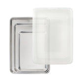 Nordic Ware half sheet front view showing flat surface for even browning