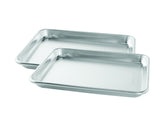 Nordic Ware quarter sheet front view showing durable aluminum and even heat benefit
